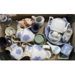 A collection of 19th century and later ceramics to include a graduated set of three jugs,