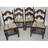 A set of four mid-20th century oak Jacobethan-style dining chairs (4).