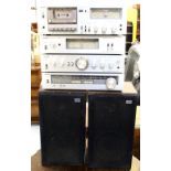 A Toshiba stacking music system to include stereo cassette deck PC335, stereo tuner,