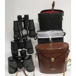 Three pairs of cased modern binoculars to include 'Swift Aububon' 8.