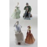 Four Royal Doulton figurines comprising HN2258 'A Good Catch', HN2345 'Clarissa',