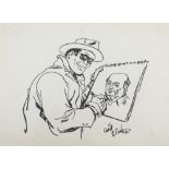 WILL EISNER; an original signed sketch of 'The Spirit', one of his most well-known creations,