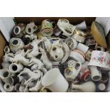 A quantity of crested ware to include Victoria China, Temple Porcelain, Florentine examples,