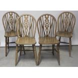 A set of four reproduction Windsor wheel-back dining chairs (4).