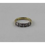 An 18ct yellow gold five-diamond half eternity ring, each diamond approx 0.15ct, size I, approx 2.