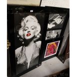 A large decorative print of Marilyn Monroe, 98 x 51cm,