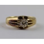 A gentlemen's 18ct gold gypsy-set solitaire ring with approx 75-point stone, size V1/2, approx 11g.