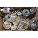 A small quantity of silver plate to include an Art Deco three-piece tea service, a toast rack,