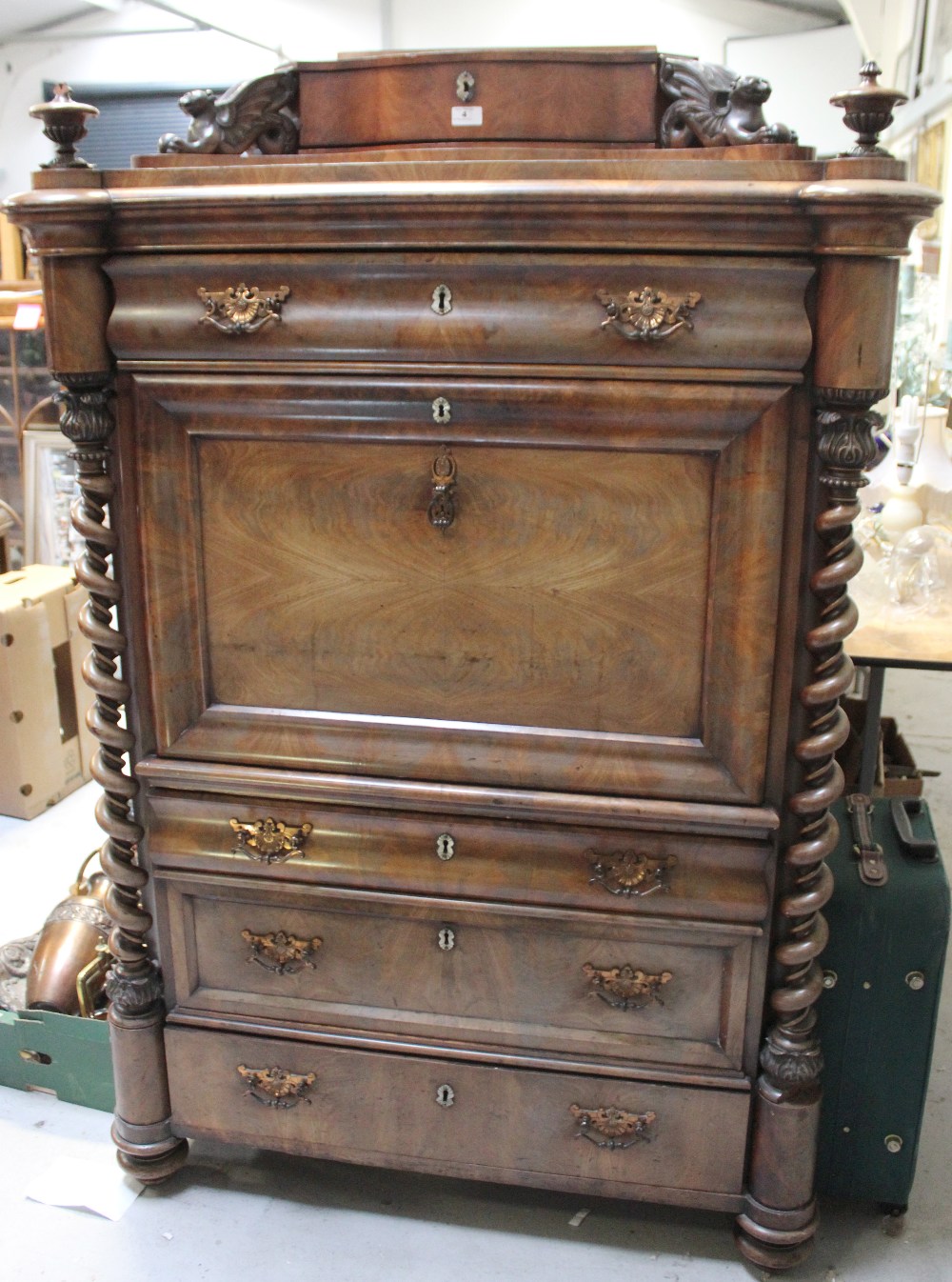 An early 19th century Welsh walnut bureau cabinet,