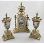 A 20th century brass clock garniture, movement marked Franz Hermite number 130-070,