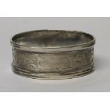 A George V hallmarked silver napkin ring engraved 'Margaret', Birmingham 1948,