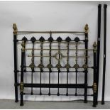 An Edwardian style brass black metal double bed frame,