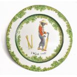 ROYAL DOULTON; a rare Seriesware 'I Wasn't Ready' black cricket team/cricketers cabinet plate with