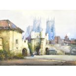 NOEL HARRY LEAVER (1889-1951); watercolour on paper, 'Bootham Barr, York', signed lower left, 26 x