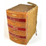 A 19th century French novelty card and leather box in the form of a large book, the spine