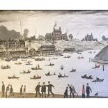 LAURENCE STEPHEN LOWRY RBA RA (1887-1976); a signed limited edition print, 'Crime Lake', published