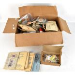 CIGARETTE AND TEA CARDS; accumulation in a box.