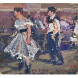 DON MCKINLAY; oil on board, 'Line Dances', signed with initials, inscribed and dated '96, also
