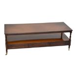 A reproduction mahogany rectangular coffee table with undertier shelf, length 138cm.