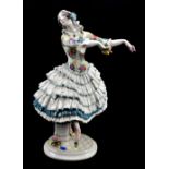 MEISSEN; an early 20th century figure of Eugenia Edouardova as Papillion from the Russian Ballet,