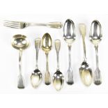 WILLIAM EATON; a small group of George III hallmarked silver Fiddle and Thread pattern flatware