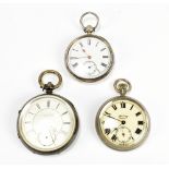 Three pocket watches to include a .935 silver cased example and a base metal example (af) (3).