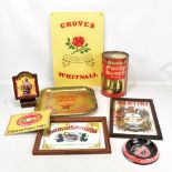 A group of advertising memorabilia including Hyde's Anvil Mild beer pull, Party Seven bitter tin,