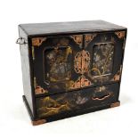 A 20th century black lacquered Japanese table top jewellery box, height 21.5cm.Additional