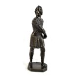 A late 19th century Florentine bronze figure of a warrior on shaped rectangular base, height 28.