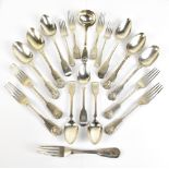 A group of variously hallmarked silver flatware to include a George IV Fiddle pattern spoon,