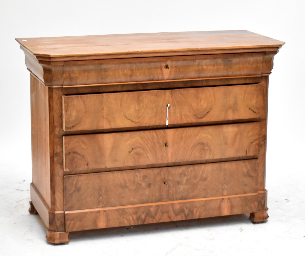 A walnut and burr walnut four drawer chest, approx 93 x 125cm.Additional InformationGeneral wear and