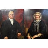 19TH CENTURY ENGLISH SCHOOL; a pair of oils on canvas, portrait study of 'Peter Catterall Esq, JP DL