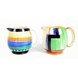 SUSIE COOPER FOR GRAY'S; two hand painted Art Deco jugs, both marked to base, height of slightly