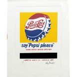 AMENDED AFTER ANDY WARHOL (1928-1987); a limited edition lithograph print, 'Pepsi', 1713/5000,