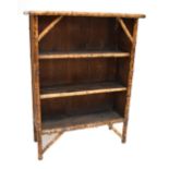 An early to mid-20th century bamboo open fronted book case, with two fixed shelves, height 99cm.