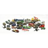 A mixed group of loose model cars and vehicles with manufacturers including Dinky, Corgi (numerous),
