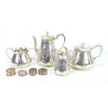 THOMAS SMILY; a Victorian hallmarked four piece tea service comprising teapot, hot water pot, twin