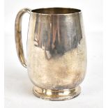 RICHARDS & BROWN; a Victorian hallmarked silver mug, with inscribed armorial crest, height 12cm,