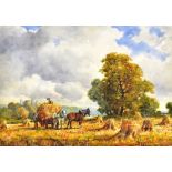 GEORGE HAMILTON CONSTANTINE (1878-1967); watercolour, 'Harvest, Lancaster' signed and inscribed,