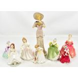 Six Royal Doulton figures comprising HN2996 'Amanda', HN2211 'Fair Maiden' (second), HN2400 '