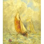 WILLIAM JOSEPH JULIUS CAESAR BOND (1833-1926); oil on board, maritime scene with two ships and