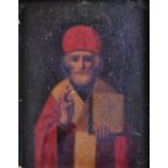 UNATTRIBUTED; small oil, study of St Nicholas, unsigned, 12 x 9.5cm, framed.