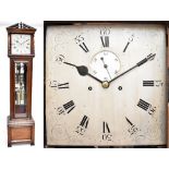 A 19th century mahogany cased longcase clock of architectural form, the square silvered dial with
