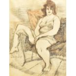 NIGEL LAMBOURNE (1919-1989); pencil study, portrait of a seated lady, signed and dated 1950, bears