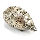 LEVI & SALAMAN (probably); an Edward VII hallmarked silver pin cushion modelled after a hedgehog,