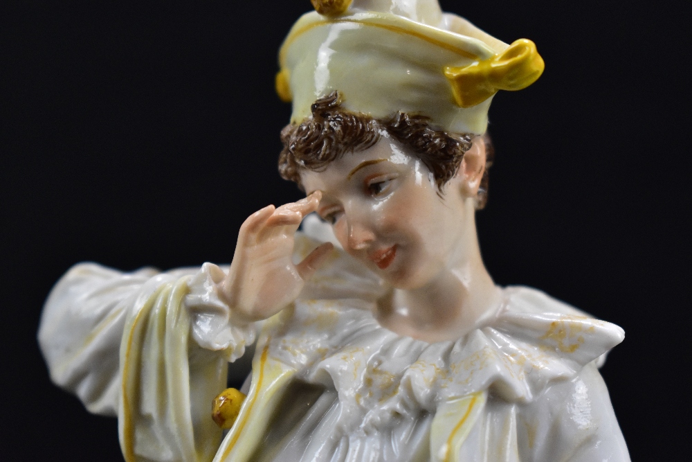MEISSEN; a 19th century figure of a clown, blue painted crossed swords mark to base, also incised - Image 5 of 11