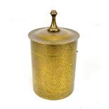 TIFFANY STUDIOS NEW YORK; a gilt metal cylindrical cheroot holder, height 12cm.