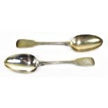 ROBERT GRAY & SON; a pair of Scottish William IV hallmarked silver Fiddle pattern tablespoons with