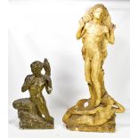 LOUIS RICHARD GARBE (1876-1957); two plaster sculptures, the first modelled as a kneeling semi-