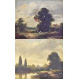 N HENSON; a pair of oils on canvas, rural landscape with figures, 20 x 25cm, both framed (2).